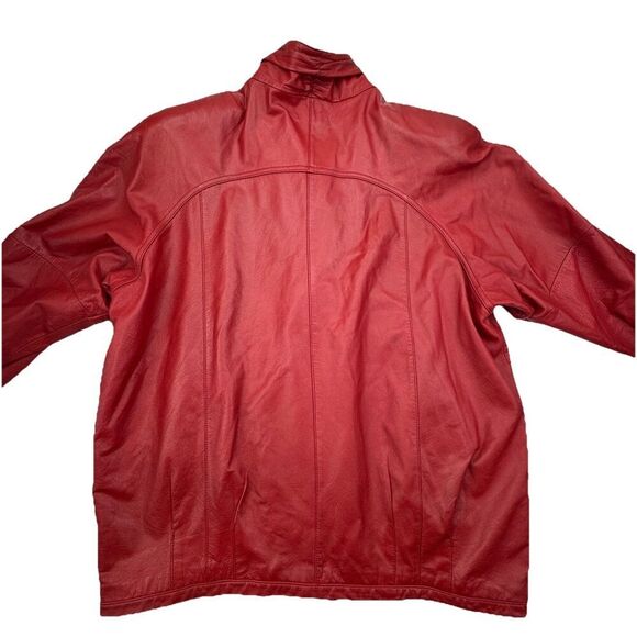 Vintage Jacqueline Ferrar Red Leather Coat XL Oversized Grunge Y2K Retro - Picture 3 of 10